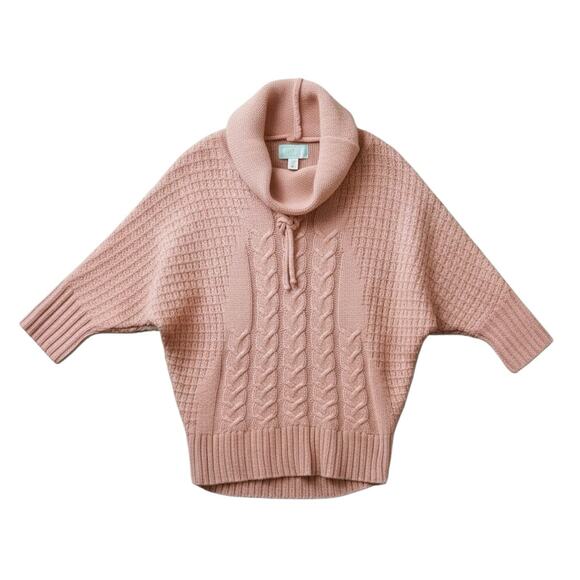 Ruby Moon Wool Knit Drawstring Cowl Neck Pink Pullover Sweater Women's Sz M Soft - Picture 2 of 6